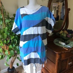 Koza Blue and White Poncho / Cover Up  G136